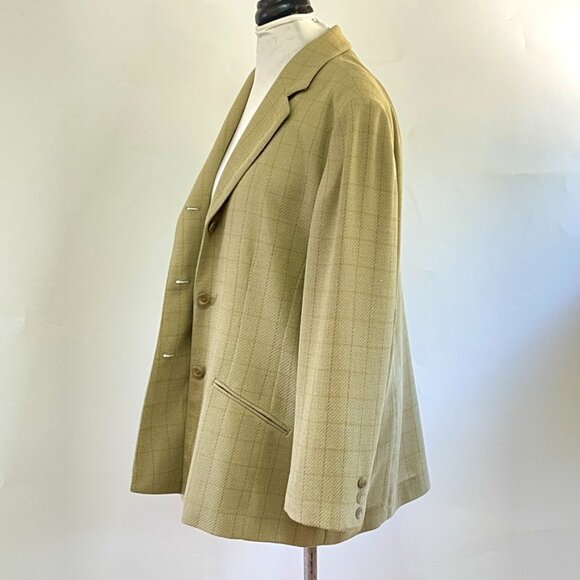Vintage Anne Klein II Light Wool Blend Green Jacket Blazer Size 16 Made in USA - Picture 13 of 14